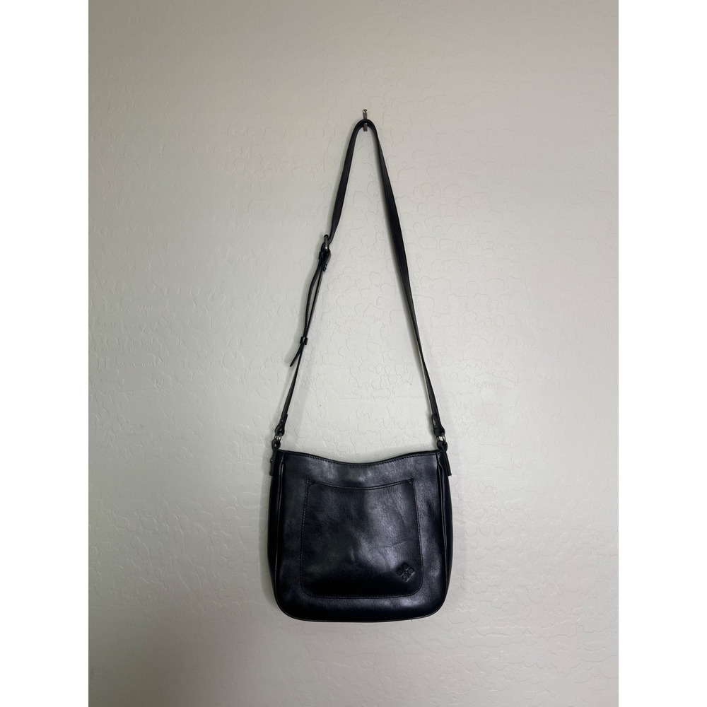 Patricia Nash Emeline Leather Crossbody Bag Black Adjustable Strap Minimalist